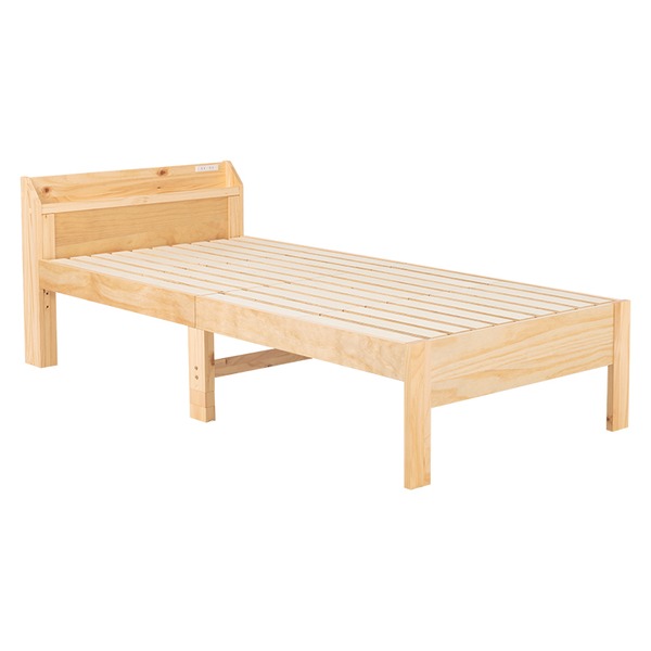ベッド シングル 約幅97.5cm プレーンナチュラル 木製 頑丈 すのこベッド コンセント付 ベッドフレーム 組立品 ベッドルーム