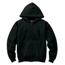 12.5ozヘビーウェイト裏起毛フルジップパーカー 2221 ブラック Sサイズ(4)