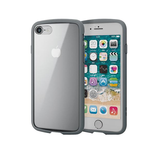 エレコム iPhone SE 第3世代 ハイブリッドケース TOUGH SLIM LITE フレームカラー グレー PM-A22STSLFCGY