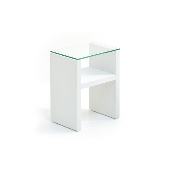 サイドテーブル ミニテーブル 約幅380mm ホワイト 強化ガラス ナイトテーブル 組立品 リビング ベッドルーム 寝室【代引不可】
