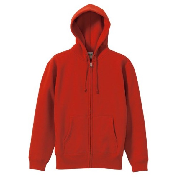 裏起毛 フルジップ パーカー Mサイズ レッド 綿混 10.0オンス ヘビーウェイト 裏起毛 速乾 保温性 フー..