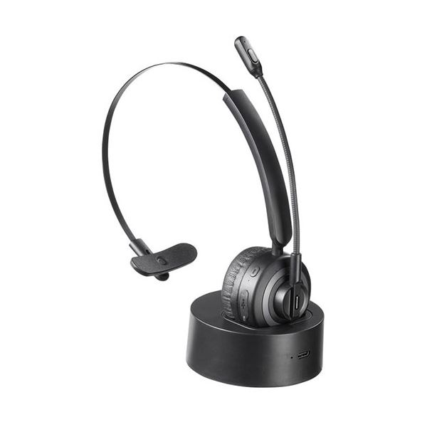 サンワサプライ Bluetoothヘッドセット(ノイズキャンセル機能・充電クレードル付き) MM-BTMH66BK