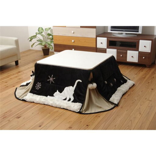 猫柄 こたつ布団/こたつ掛け布団 【単品 ブラック 約175×175cm】 洗える 薄型 省スペース マイクロファイバー 〔リビング〕【代引不可】 猫柄 こたつ布団/こたつ掛け布団 【単品 ブラック 約175×175cm】 洗える 薄型 省スペース マイクロファイバー 〔リビング〕【代引不可】