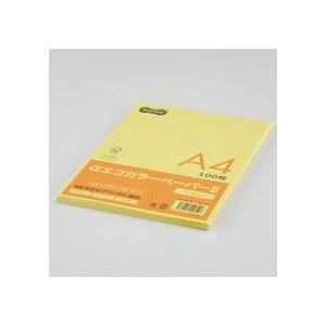（まとめ） TANOSEE αエコカラーペーパーII A4 イエロー 少枚数パック 1冊（100枚） 【×10セット】