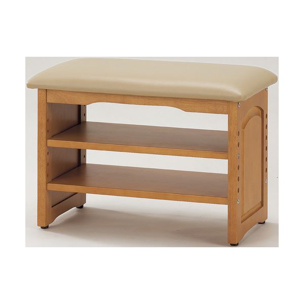 収納付き 玄関ベンチ/腰掛け椅子 【幅60cm】 木製 クッション座面 ガタつき防止付き【代引不可】