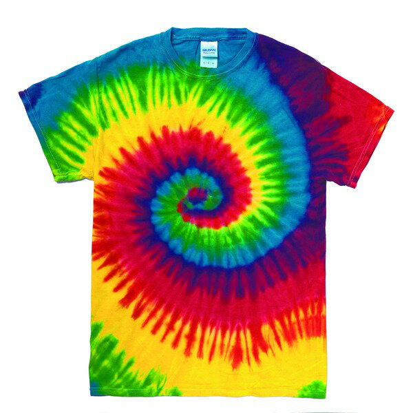 レインボー マルチカラー タイダイ Tシャツ S リアクティブレインボー 綿100％ 半袖 Tシャツ ティーシ..