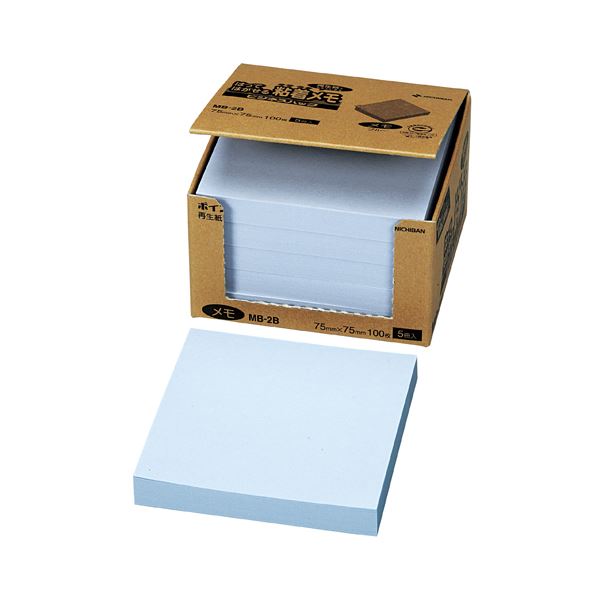 (まとめ) ニチバン ポイントメモ 再生紙 ビジネスパック 75×75mm ブルー MB-2B 1パック(5冊) 【×5セット】