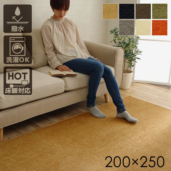 ラグマット 絨毯 洗える 無地カラー 選べる7色 ブルー 約200×250cm
