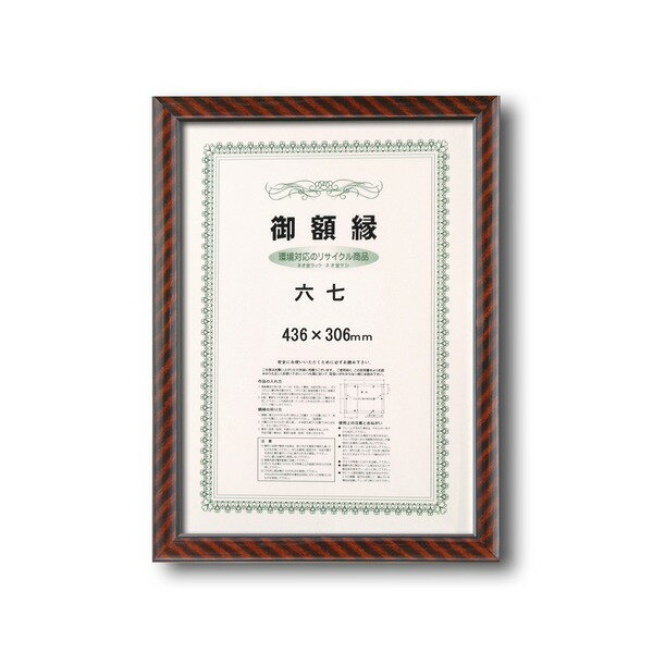 〔 軽い 賞状額 〕 ネオ金ラック 六七 436×306mm 樹脂製 壁掛けひも 額 額縁 フレーム 0022