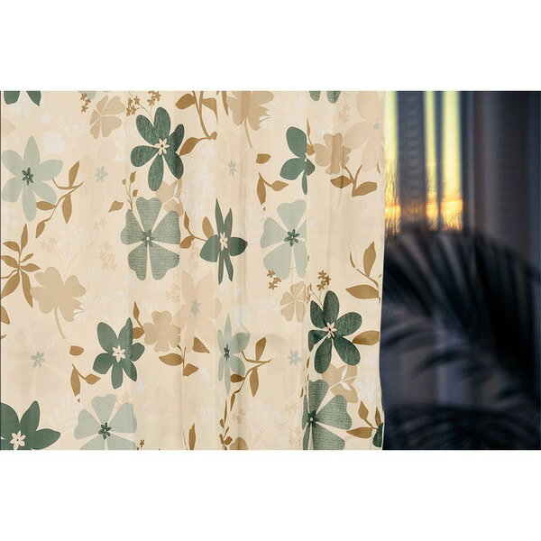 柄が選べる 花柄 遮光カーテン / 2枚組 100×178cm グリーン / 洗える 形状記憶 『アーロン』 九装