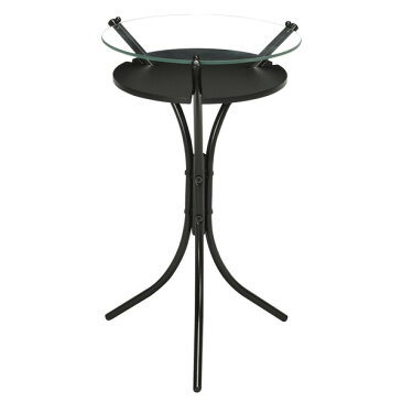 【ポイント10倍】【6個セット】 ガラストップサイドテーブル(ブラック) 幅30cm ミニテーブル/オシャレ/円形/ スリム/軽量/モダン/机/収納棚付き/業務用/NK-310