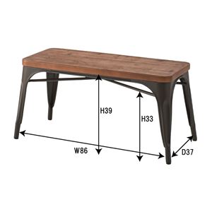 【ポイント10倍】木製ベンチチェア/置台 【幅92cm】 天然木×スチール WPS-346 〔インテリア家具 ディスプレイ用品 什器〕