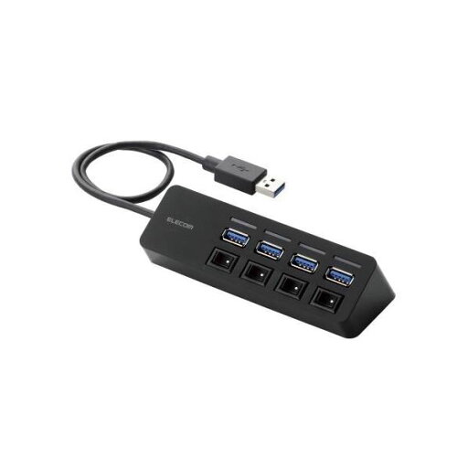 エレコム 4ポートUSB3.0ハブ(マグネット・個別スイッチタイプ) U3H-S418BBK エレコム 4ポートUSB3.0ハブ(マグネット・個別スイッチタイプ) U3H-S418BBK