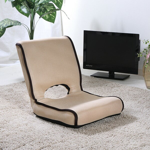 低反発 座椅子/パーソナルチェア 【アイボリー】 幅40cm 折りたたみ 前倒れギア 『ショコラ メッシュ』 【4個セット】【代引不可】 [3]