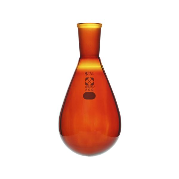 共通摺合なす形フラスコ 茶褐色 200mL 【005270-24200】