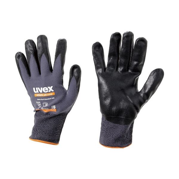 (まとめ) ウベックス ニトリル背抜き手袋 アスレティック オールラウンド XL グレー/アンスラサイト 6002870 1双 【×5セット】