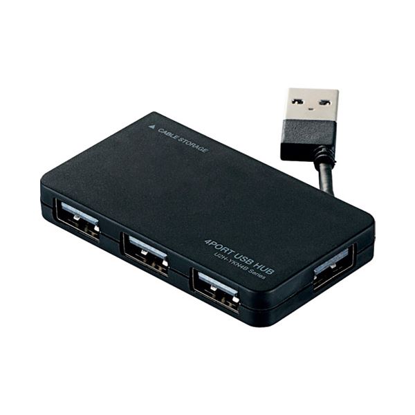 （まとめ）エレコム 4ポートUSBハブ ブラック U2H-YKN4BBK【×30セット】