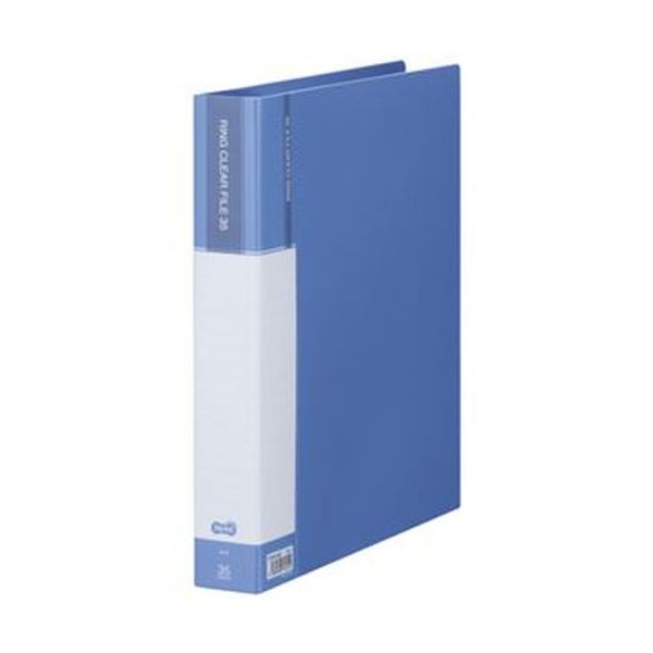 （まとめ）TANOSEE PPクリヤーファイル（差替式）A4タテ 30穴 35ポケット付属 背幅48mm ブルー 1冊【×10セット】 1