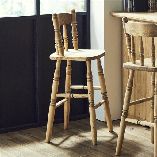 ハイチェア カウンターアェア 41×41×97×(65)cm ナチュラルブラウン 木製 カントリー風 完成品 リビング ダイニング ハイチェア カウンターアェア 41×41×97×(65)cm ナチュラルブラウン 木製 カントリー風 完成品 リビング ダイニング