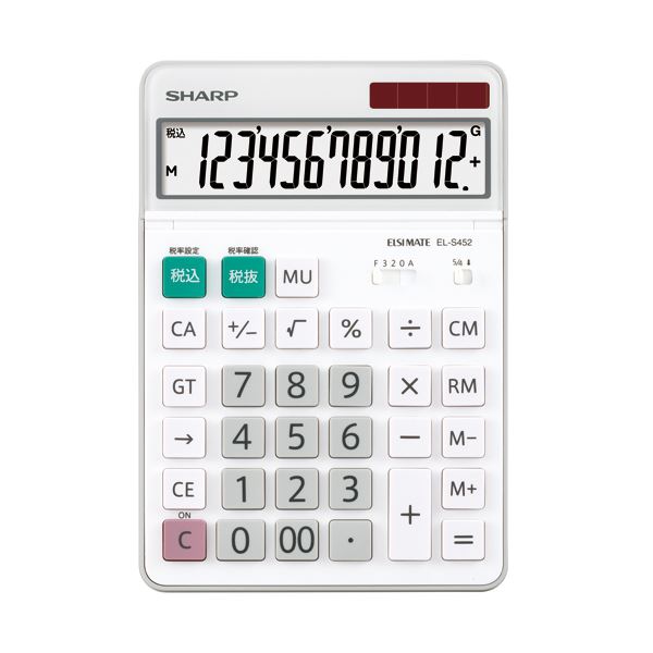 (まとめ)シャープ エルシーメイト電卓 12桁セミデスクトップ EL-S452-X 1台【×3セット】