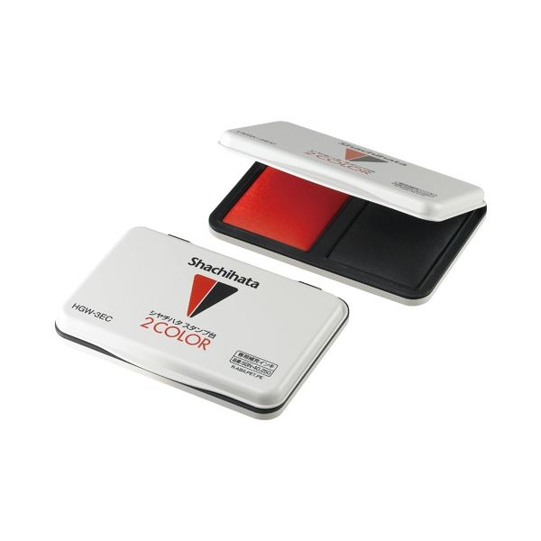 (まとめ) シヤチハタ スタンプ台 エコス2COLOR 赤・黒 HGW-3EC 1個 【×3セット】