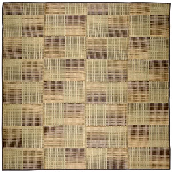 い草 ラグマット 絨毯 約240×240cm ベージュ 表面:イ草100% 裏貼り 折りたたみ可 クレパス リビング ダイニング 模様替え【代引不可】