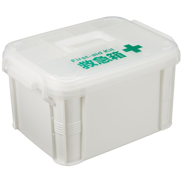 救急箱 薬箱 約幅240mm ホワイト 16個セット ポリプロピレン製 防災グッズ 防災用品 避難用具 常備薬 絆創膏 救急セット