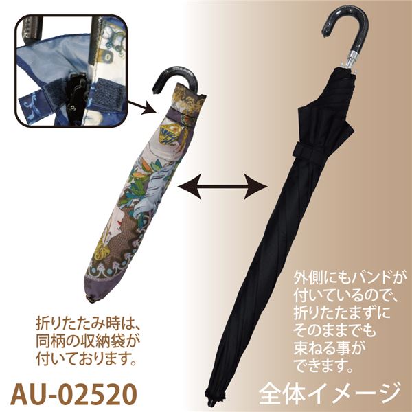 ユーパワー 名画 折りたたみ傘 晴雨兼用 〜ミュージアムアートコレクション〜 ミュシャ 「羽根」