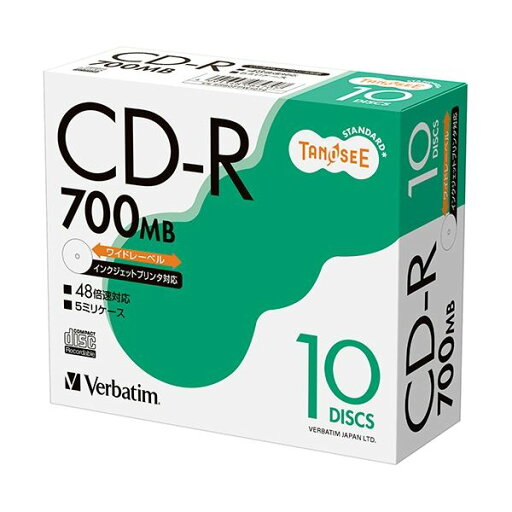 TANOSEE バーベイタム データ用CD-R 700MB 48倍速 スリムケース SR80FPW10T2 1セット(200枚:10枚×20パック) TANOSEE バーベイタム データ用CD-R 700MB 48倍速 スリムケース SR80FPW10T2 1セット(200枚:10枚×20パック)