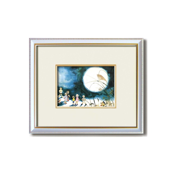 ちひろ額装 壁掛け額 白いフレーム いわさきちひろ 絵画額 十五夜の月 額 額縁 フレーム