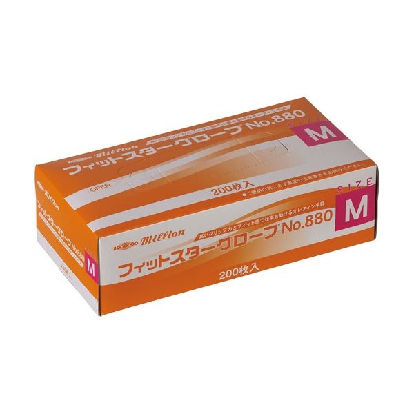 〔まとめ〕 共和 ミリオン フィットスターグローブ No.880 パウダーフリー M LH-880-M 1箱 (200枚) 〔×3セット〕 使い捨て手袋
