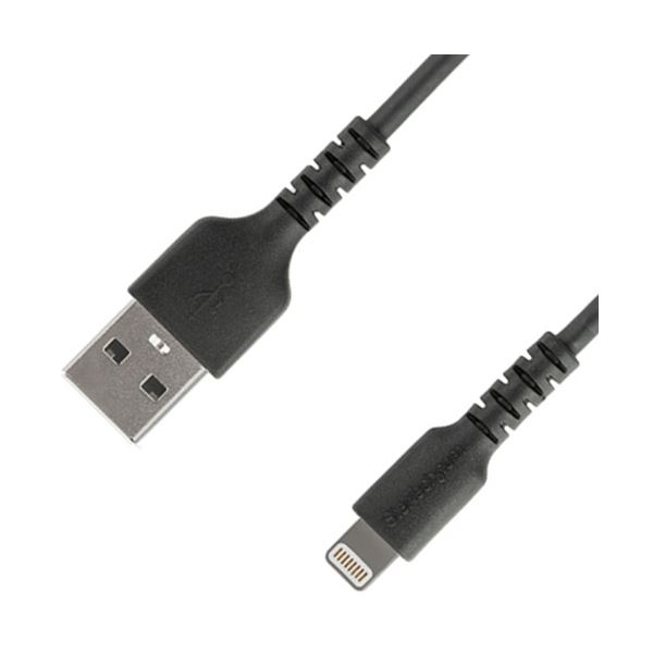 （まとめ）StarTech.com 高耐久性ライトニングケーブル 1m ブラック Apple MFi認証 Lightning - USB ケーブル RUSBLTMM1MB 1本 【×3セ..