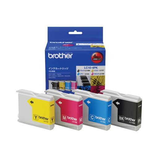 (まとめ) ブラザー BROTHER インクカートリッジ お徳用 4色 LC10-4PK 1箱(4個:各色1個) 【×10セット】 (まとめ) ブラザー BROTHER インクカートリッジ お徳用 4色 LC10-4PK 1箱(4個:各色1個) 【×10セット】