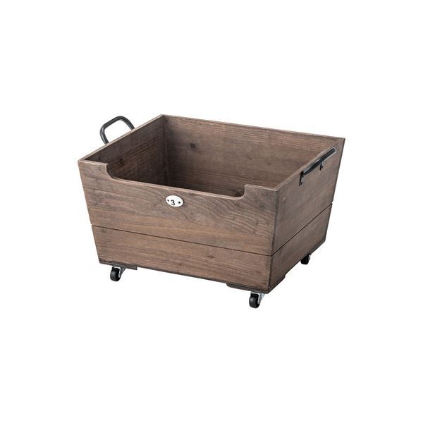 収納ボックス 収納ケース 幅47cm ブラウン 木製 キャスター付き スタッキング可 リビング 子供部屋 収..