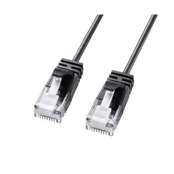 (まとめ) サンワサプライ カテゴリ6A極細 LANケーブル 1m ブラック KB-SL6A-01BK 【×3セット】のサムネイル