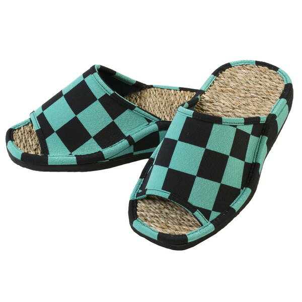 足にフィット！土踏まずサポート健康室内草履/スリッパ【グリーン×ブラック/Mサイズ】
