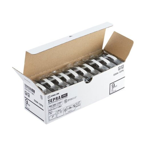 キングジム テプラ PROテープカートリッジ 9mm 白/黒文字 エコパック SS9K-10PN 1パック(10個) キングジム テプラ PROテープカートリッジ 9mm 白/黒文字 エコパック SS9K-10PN 1パック(10個)