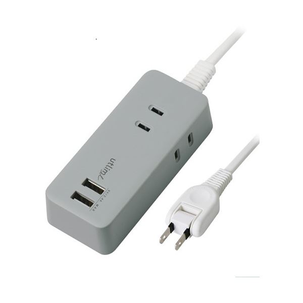 ソニック ユートリムエル 3口コンセントUSBポート付 1.5m グレー UL-5817-GL 1個