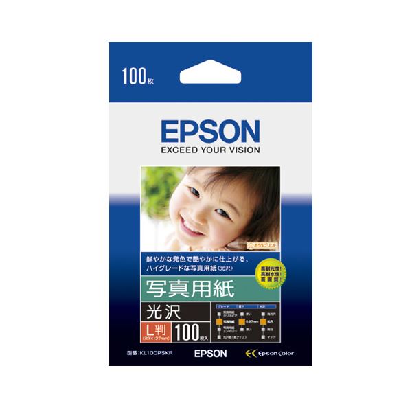 (まとめ) エプソン EPSON 写真用紙＜光沢＞ L判 KL100PSKR 1箱（100枚） 【×10セット】