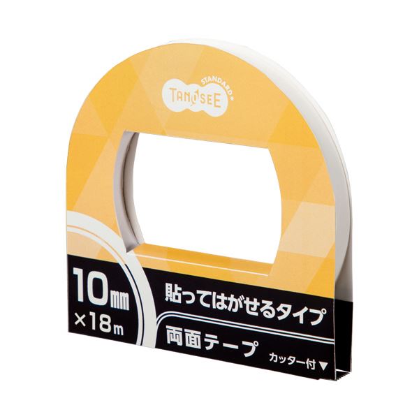 （まとめ）TANOSEE 両面テープ 貼ってはがせるタイプ カッター付 10mm×18m 1巻 【×30セット】
