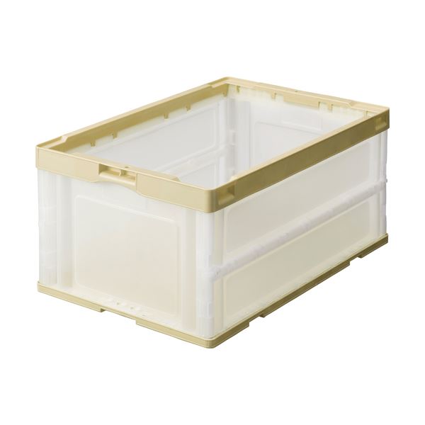 (まとめ) TANOSEE 折りたたみコンテナ 40L アイボリー／透明 1台 【×10セット】