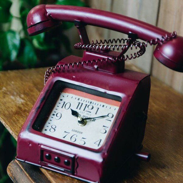 ヴィンテージモチーフクロック telephone(テレフォン) レッド