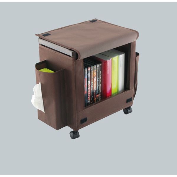 サイドテーブル 収納ワゴン 約幅35×奥行23×高さ37.7cm ブラウン キャスター付き WTW サイドテーブルワゴン リビング [3]