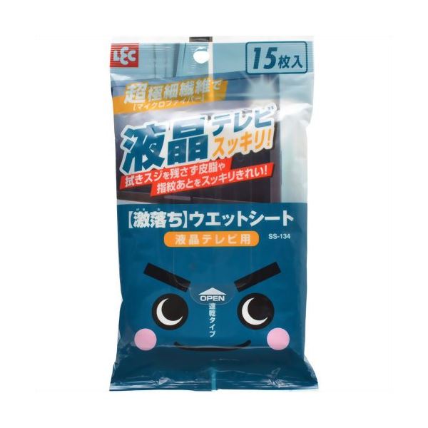 (まとめ) ウェットシート/掃除用品 【液晶テレビ用 15枚入り】 速乾タイプ 激落ちシート 【60個セット】