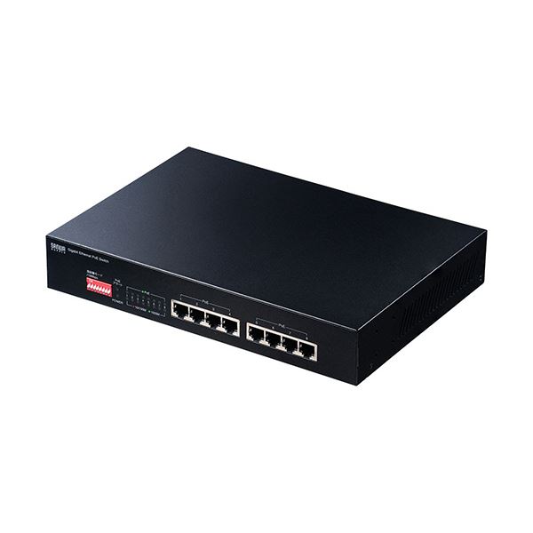 サンワサプライ 長距離伝送・ギガビット対応PoEスイッチングハブ 8ポート LAN-GIGAPOE81 1台