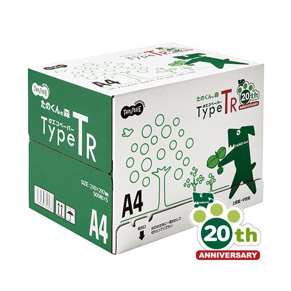 (まとめ) TANOSEE αエコペーパータイプTR［たのくんの森］ A4 1箱(2500枚:500枚×5冊) 【×5セット】