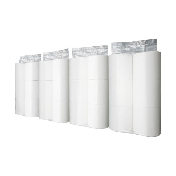 （まとめ）TANOSEE トイレットペーパーパック包装 シングル 芯なし 130m ホワイト 1ケース（24ロール：6ロール×4パック）【×5セット】