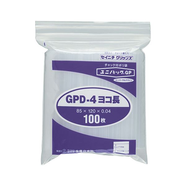 (まとめ) セイニチ ユニパックGP ヨコ長タイプヨコ120×タテ85×厚み0.04mm GPD-4ヨコナガ 1パック（100枚） 【×30セット】