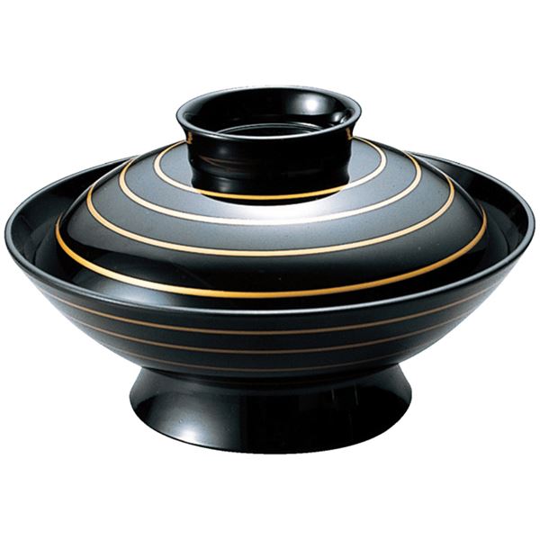 5.5寸 御殿型煮物椀/お椀 【黒金ライン TA】 直径164×高さ95(60)mm 日本製 食洗機対応 〔和食 レストラ..