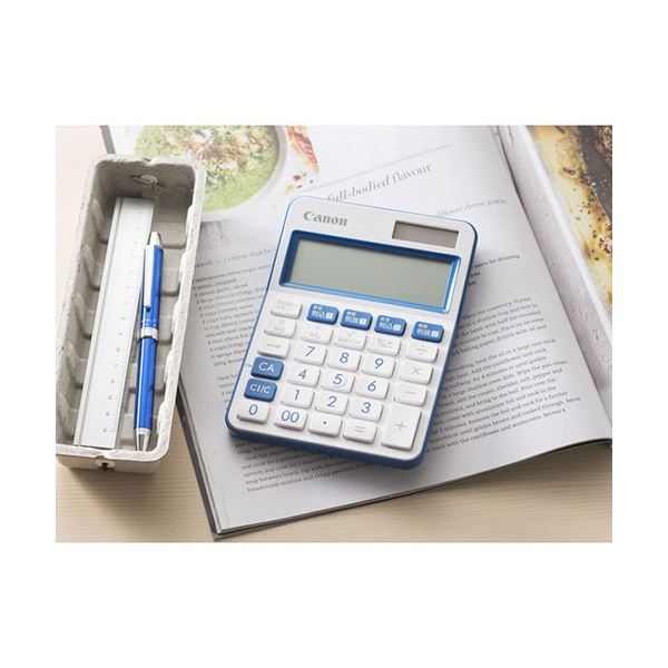 (まとめ) キヤノン 電卓 ミニ卓上モデル LS-105WUC-NV 10桁 ネイビー 2306C003 1台 【×3セット】